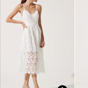 ASTR Lace A Line Midi Dress in White